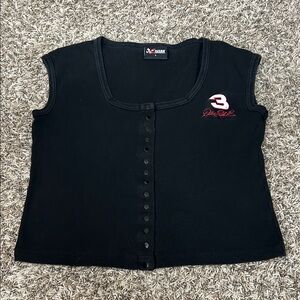 Chase Authentics Black Sleeveless Button-Up Dale Earnhardt Top Sz L